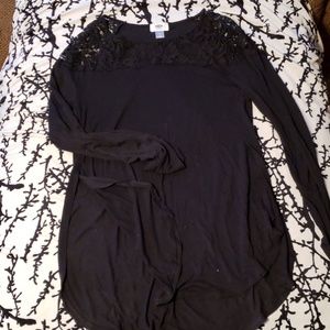 Black long sleeve shirt with lace